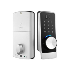 Замок біометричний автономний Trinix TRL-5203BTF Silver Right з Bluetooth, зчитувачем відбитків пальців і карт Mifare
