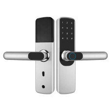 Замок біометричний автономний Trinix TRL-5204BTF Silver з Bluetooth, зчитувачем відбитків пальців і карт Mifare