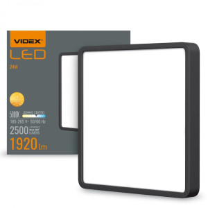 LED світильник накладний квадрат Black VIDEX 24W 5000K 220V