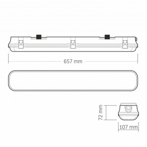 LED світильник IP65 лінійний під лампу 2хТ8 VIDEX 0,6М 220V