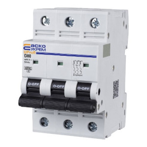 Модульний автоматичний вимикач АСКО-УКРЕМ UProfi 3р 80А D 6kА