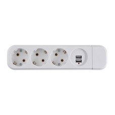 Колодка 3-местная АСКО-УКРЕМ (2Р+РЭ+USB) КП-З-USB-10