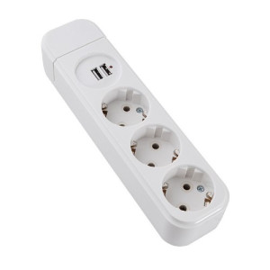 Колодка 3-местная АСКО-УКРЕМ (2Р+РЭ+USB) КП-З-USB-10