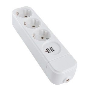 Колодка 3-местная АСКО-УКРЕМ (2Р+РЭ+USB) КП-З-USB-10