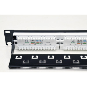 Патч-панель 19" 24xRJ-45 UTP, кат. 6a, із заднім організатором із пластиковими шторками, LW (LW-PP74)