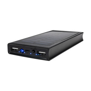 Повербанк с солнечной панелью 20000mAh Power Bank Kraft KPB-1020SLIM Black LED-фонарь