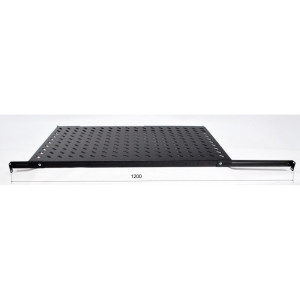Полка 19" 4 точки крепл., 850мм глуб., перфорированная, сталь, 2мм, черная UA-SH4-850B
