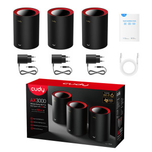 Маршрутизатор WiFi Mesh-система WiFi 6 2.5G Cudy M3000 Black (3-Pack) 3 штуки двухдиапазонные