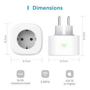 Розумна WiFi розетка (1 pack) Meross MSS210HK(EU)