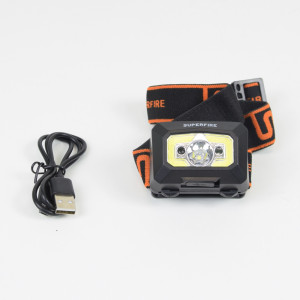 Налобный LED+COB фонарь Superfire X30 с датчиком движения и перезаряжаемой мощностью 5 Вт