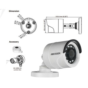 Turbo HD відеокамера Hikvision DS-2CE16D0T-I2FB (2.8 мм) з передавачем під кручена пара Turbo HD відеокамера Hikvision DS-2CE16D0T-I2FB (2.8 мм) з передавачем під кручена пара
